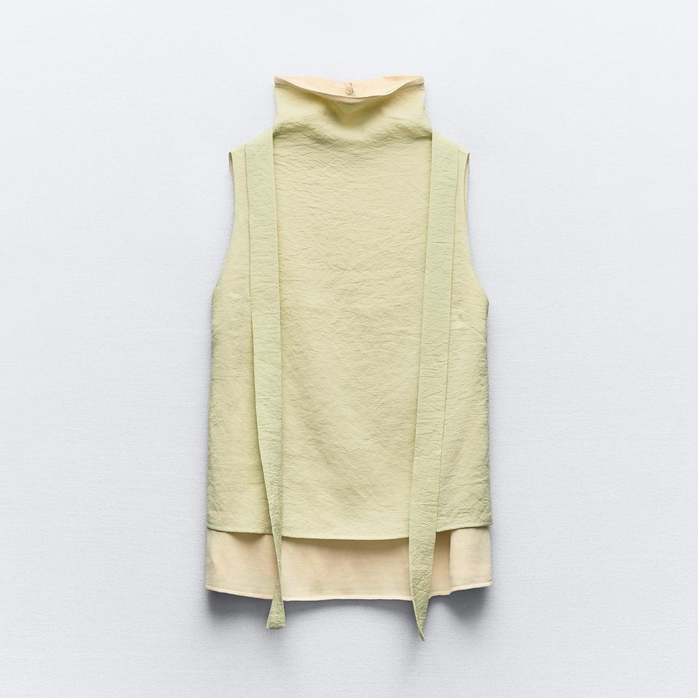Zara Knit High Neck Top Yellow